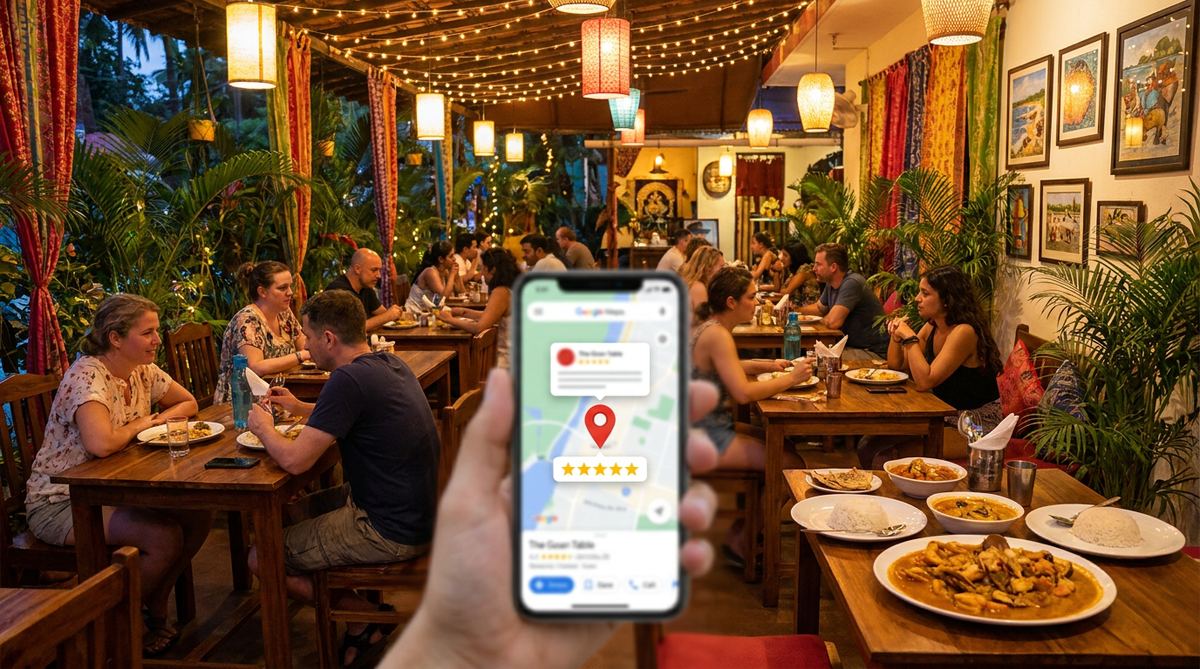 Goa restaurant ranking number one on Google Maps on a smartphone